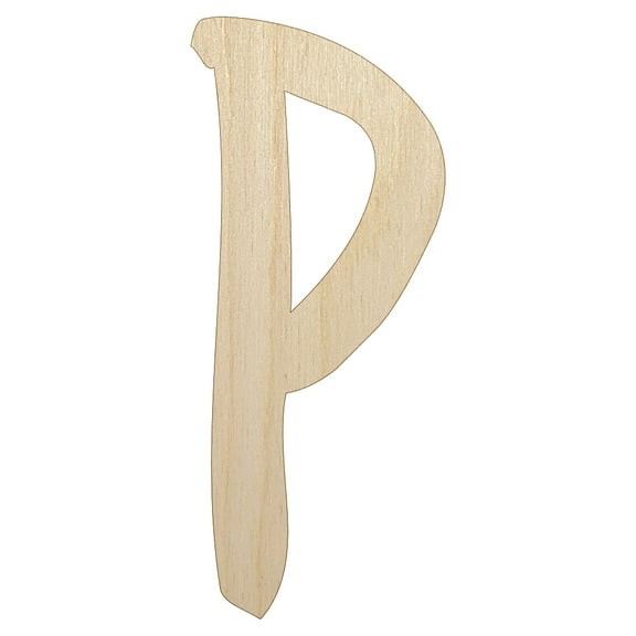 Letter P Uppercase Felt Marker Font Wood Shape Unfinished Piece Cutout Craft DIY Projects - 4.70 Inch Size - 1/4 Inch Thick
