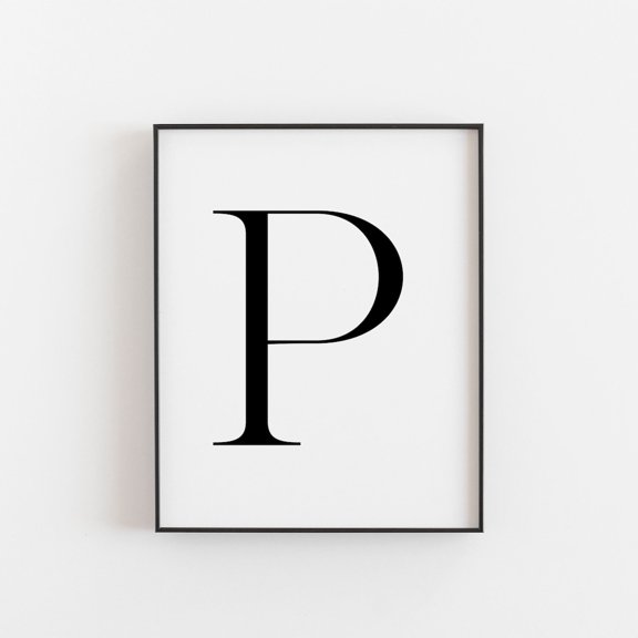 Letter P Wall Art Print, Minimalist Initial Nursery And Home Decor