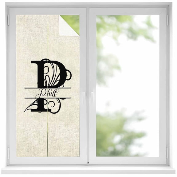 Letter P Window Privacy Film, Monogram Words Static Cling UV Sun Blocking Heat Control Window Tint Day and Night, Non-Adhesive Reusable One Way Windows Privacy Cover 19.6''x39.3''