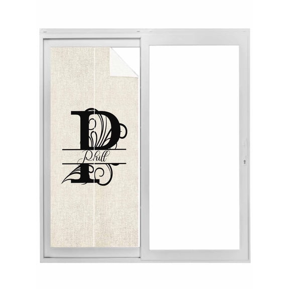 Letter P Window Privacy Film, Monogram Words Static Cling UV Sun Blocking Tint Film Heat Control Windows Films for Bedroom Bathroom, Window Stickers 17.7"x39.3"