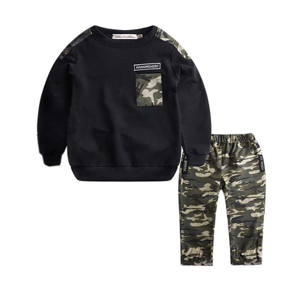 Letter Pants Camouflage Baby Kids Set Tracksuit Tops 2PCS Outfits Boys Teen Boys Outfits&Set Boy