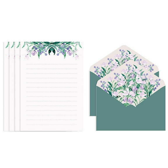 Letter Paper Stationery Kit Flower Envelop Set Wide Ruled A5 Letter Papers for Home Party Invitation Thank You Letter
