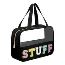 Cosmetic Bag Clear Travel Organizer Stylish & Nylon Makeup Pouch with Handle and Zipper Spacious Toiletry Storage Solution for Women and Girls