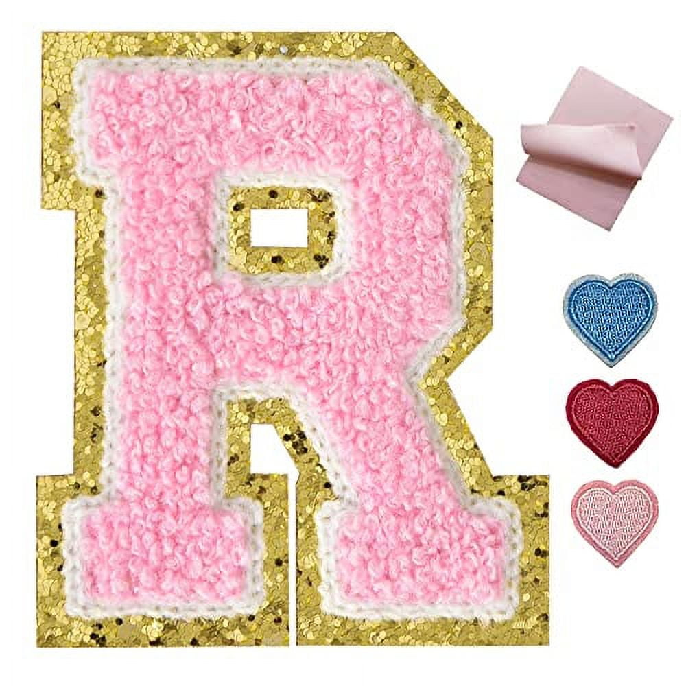Letter Patches Pink Iron on Letters for Clothing Chenille Letters for