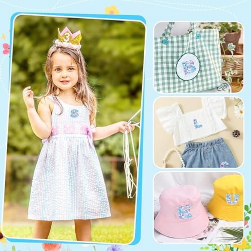Letter Patches Self-Adhesive for Clothing: 26Pcs Blue Flower Letters Patch Stickers A-Z Alphabet Applique - Cute Fabric Letters Patches Stick on Jackets Hats Bags DIY Crafts