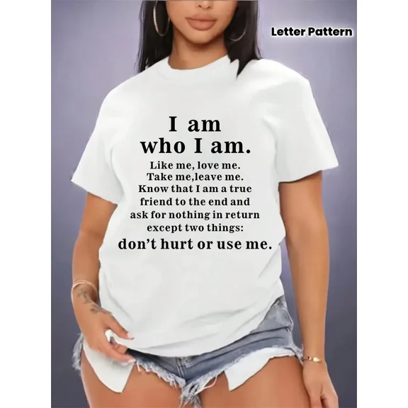 Letter Pattern Printed T-Shirt Casual Round Neck Short Sleeve Shirt Spring And Summer Casual Fashion Women's Top T-Shirt