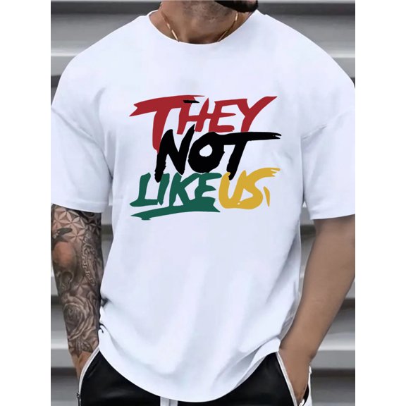 Letter Pattern Printed T-Shirt, Regular Round Neck, Pure Cotton Comfortable Breathable Fabric, Machine Washable, Suitable for Daily And Work Wear, Ideal Gift, Big & Tall