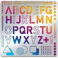 thumbnail image 1 of Letter Pattern Stainless Steel Template Tool Letters Circles Triangles Symbols Metal Drawing Stencil, 1 of 9