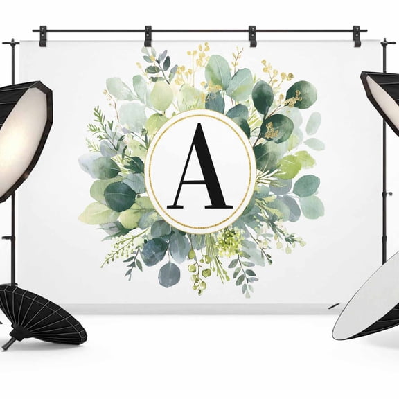 Letter A Photography Backdrop 7x5FT, Alphabet Green Eucalyptus Leaves Plant Simple Photo Backdrops, Background for Photography Studio Photo Studio Background, Back Drop for Photoshoot