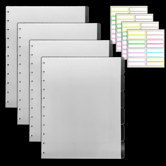 Letter Poly Tab Dividers for Discbound Notebooks, Disc Bound Planner Supplies Discbound Dividers Tab Binder Index Dividers, Translucent Discbound Notebook Accessories (4 Sets, 24 Sheets in Total)