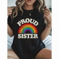 thumbnail image 1 of Letter Pride T-Shirt Cotton Rainbow Flag Graphic Tee Top Short Sleeve Fashion Casual Black S-5XL, 1 of 5