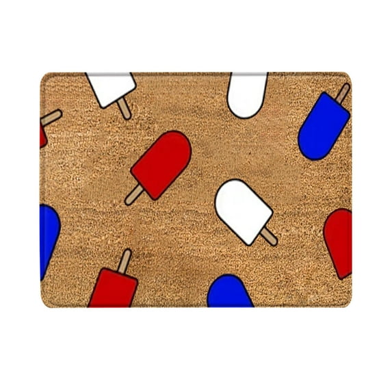 Letter Print America 4th of July USA Patriotic Doormat Indoor Outdoor Rug Welcome Decorative Memorial Day Front Door Mat Anti-Slip Rubber for Seasonal Kitchen Entrance Floor Decor 16 x 24 Inch