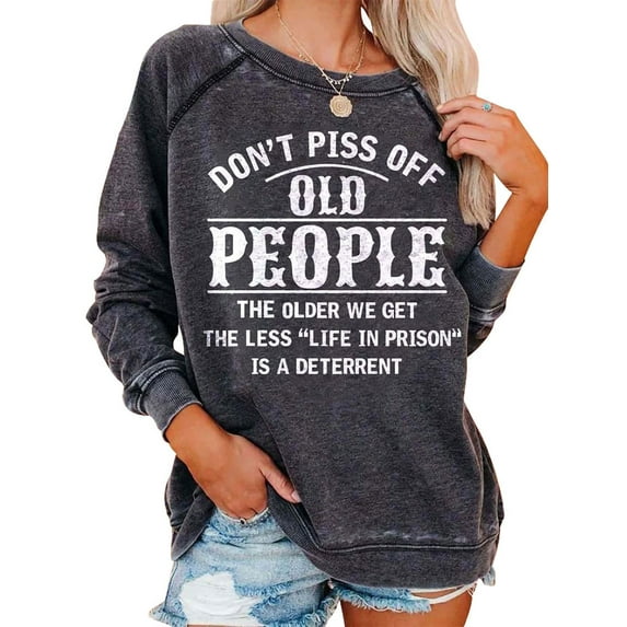 Letter Print Autumn Winter Pullover Womens Casual Tops Ladies Long Sleeve Sweatshirt Vintage Clothes Tunic Shirts