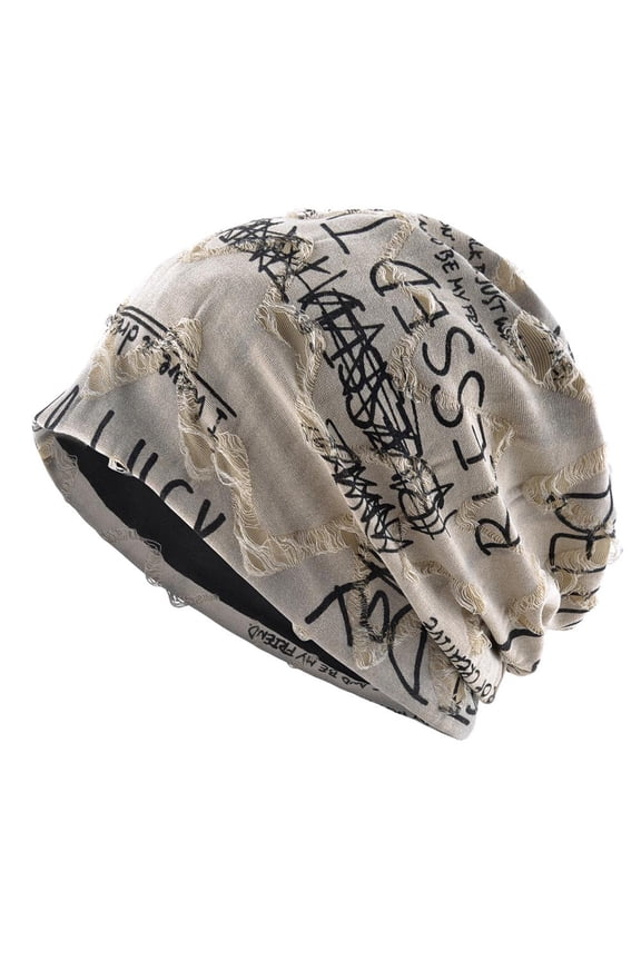 Letter Print Beanie Hats Unisex Cool Cracked Vintage Men For Women Design