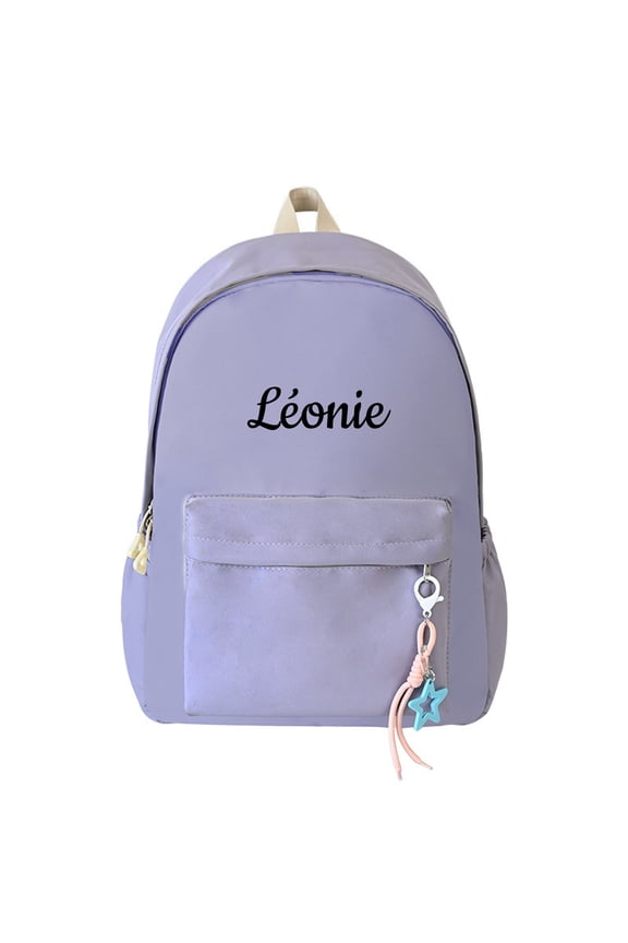 Letter Print Color Block Backpack Star Pendant Multi Pocket Lightweight Waterproof Back To School Casual Student Bookbag