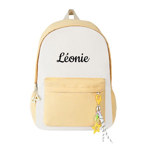 Letter Print Color Block Backpack Star Pendant Multi Pocket Lightweight Waterproof Back To School Casual Student Bookbag