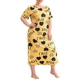 Letter Print Round Neck Sleepshirts Short Sleeve Yellow Plus Size