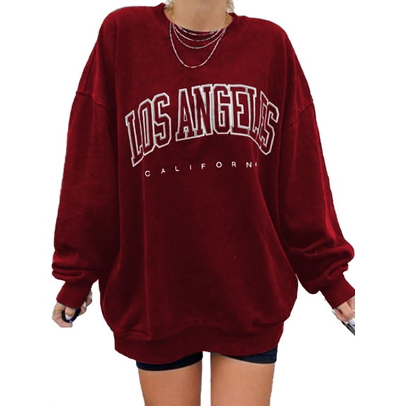 Letter Print Spring Autumn Women Round-Neck Hoodies Tops