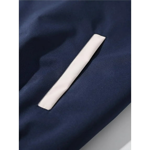 Letter Print Varsity Jacket, Men's Casual Color Block Button Up Jacket For Spring Fall School Baseball