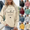 thumbnail image 1 of Letter Print Women's Sweatshirt Extra Heartbeat Inside Long Sleeve Crewneck Regular Fit Spring Basic Pullover, 1 of 5