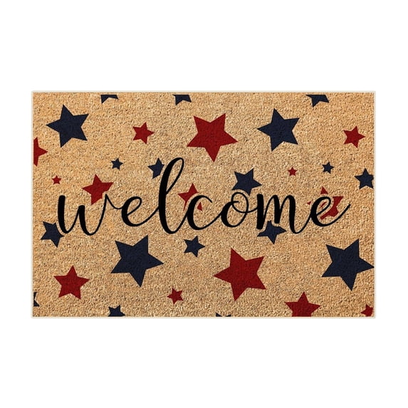 Letter Printed Independence Day Doormat, Non Slip Entryway Floor Pad, Water Resistant Rug for Front Entrance, Bathroom and Kitchen Indoor Daily Use