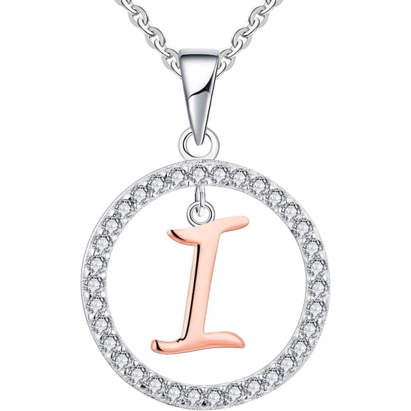 Letter Professional Initial Necklaces for Women 925 Sterling Silver Cubic Zirconia Hanging A-Z Alphabet Pendant Jewelry[m406]