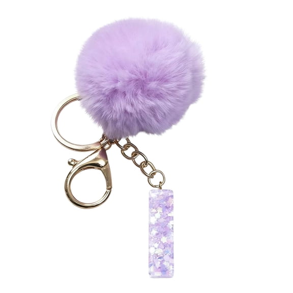 Letter Purple Velvet Ball Keychain and Backpack Charm Set with Personalized Initial Options, for Bag Decor and Daily Use, Festive Gift Idea for Friends Family