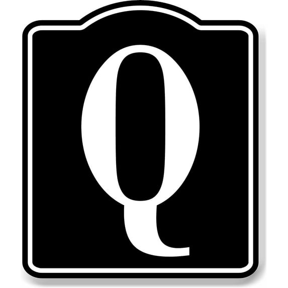 Letter Q Bin Aisle Row Marker Label BLACK Aluminum Composite Sign, 8.5"x10"