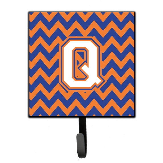 Letter Q Chevron Blue and Orange 3 Leash or Key Holder