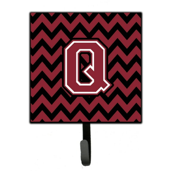 Letter Q Chevron Garnet and Black Leash or Key Holder