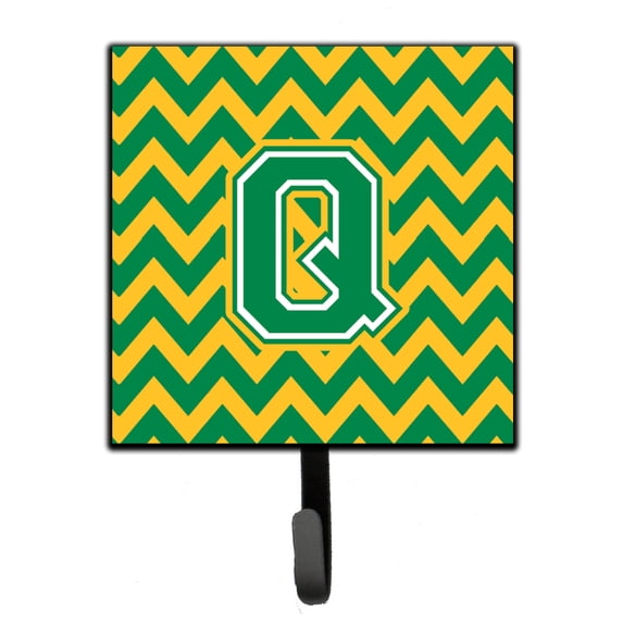 Letter Q Chevron Green and Gold Leash or Key Holder