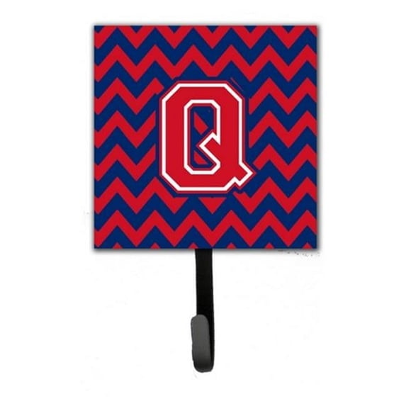 Letter Q Chevron Yale Blue & Crimson Leash or Key Holder