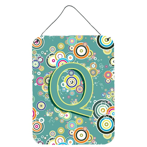 Letter Q Circle Circle Teal Initial Alphabet Wall or Door Hanging Prints