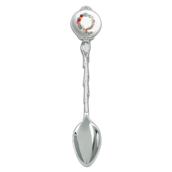 Letter Q Floral Monogram Initial Novelty Collectible Demitasse Tea Coffee Spoon