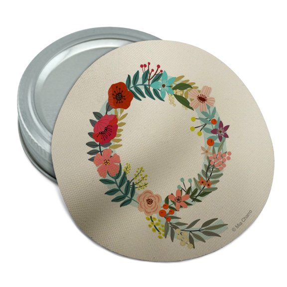 Letter Q Floral Monogram Initial Round Rubber Non-Slip Jar Gripper Lid Opener