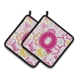 thumbnail image 1 of Letter Q Flowers and Butterflies Pink Pair of Pot Holders, 1 of 7