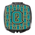thumbnail image 1 of Letter Q Football Aqua Orange and Marine Blue Compact Mirror CJ1063-QSCM, 1 of 4
