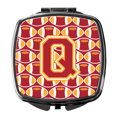 thumbnail image 1 of Letter Q Football Cardinal and Gold Compact Mirror, 1 of 4