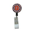 thumbnail image 1 of Letter Q Football Orange, Blue & White Retractable Badge Reel, 1 of 1