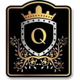 thumbnail image 1 of Letter Q Initial Fancy Gold Crown BLACK Aluminum Composite Sign 15''x18'', 1 of 9