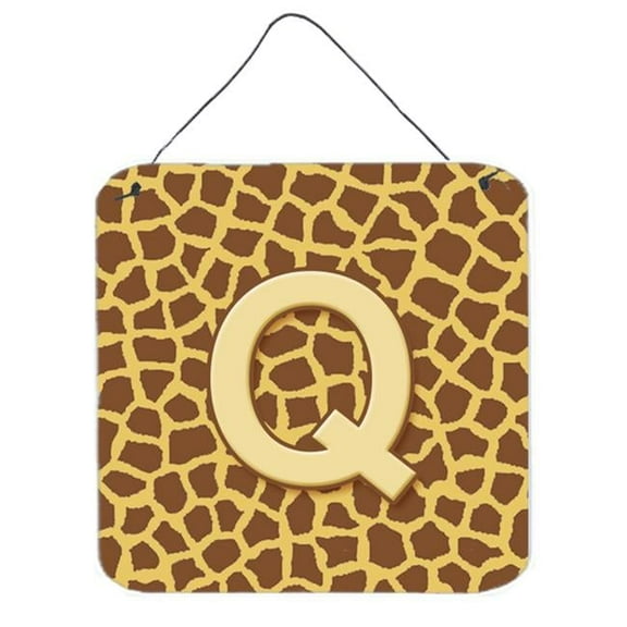 Letter Q Initial Monogram - Giraffe Aluminium Metal Wall Or Door Hanging Prints - 6 x 6 In.