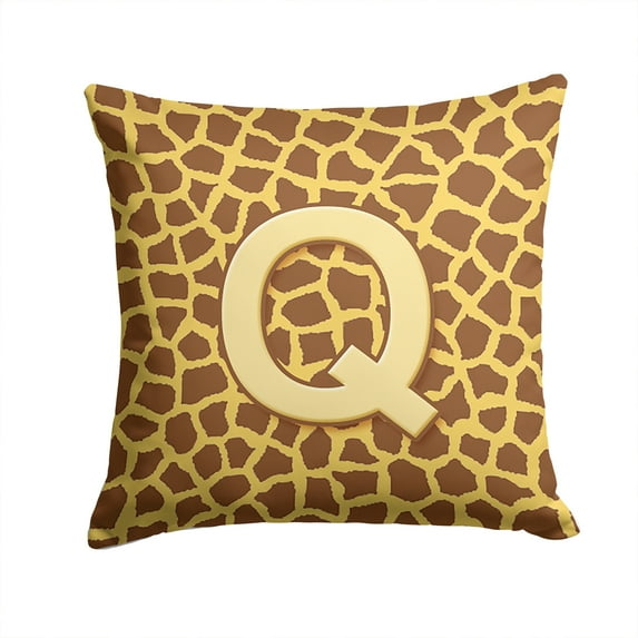 Letter Q Initial Monogram - Giraffe Fabric Decorative Pillow