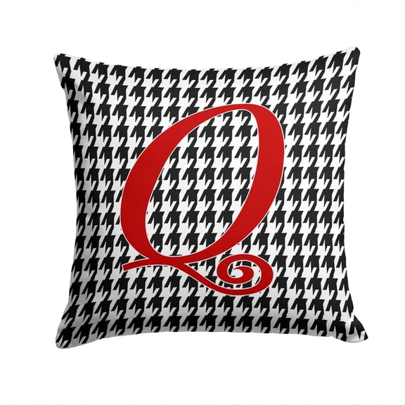 Caroline's Treasures CJ1035-QPW1414 Monogram Initial Q Houndstooth Black Fabric Pillow, Large, Multicolor