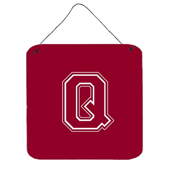 Letter Q Initial Monogram - Maroon and White Wall or Door Hanging Prints