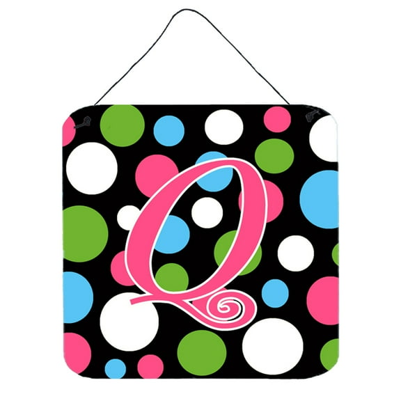 Letter Q Initial Monogram - Polkadots and Pink Wall or Door Hanging Prints