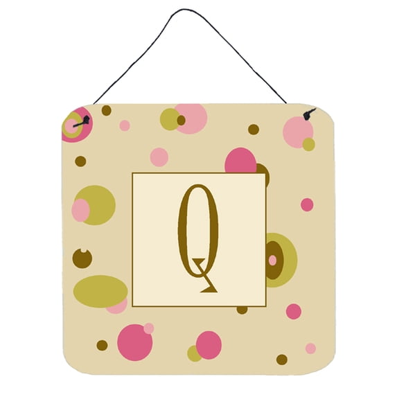 Letter Q Initial Monogram - Tan Dots Wall or Door Hanging Prints