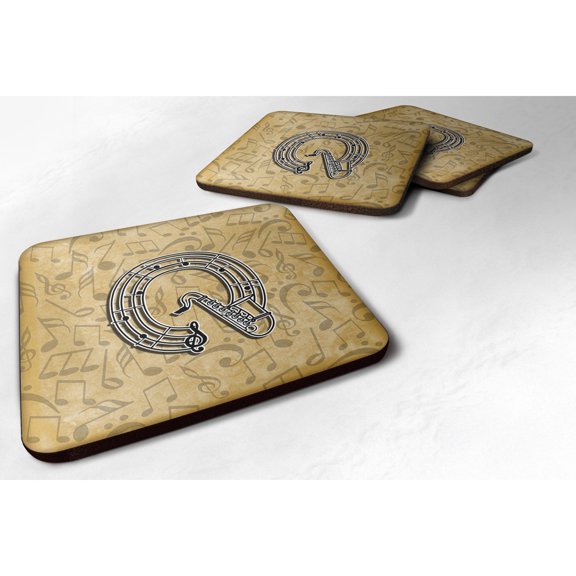 Letter Q Musical Instrument Alphabet Foam Coaster Set of 4