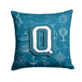 thumbnail image 1 of Letter Q Sea Doodles Initial Alphabet Fabric Decorative Pillow, 1 of 4