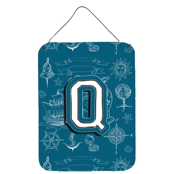 Letter Q Sea Doodles Initial Alphabet Wall or Door Hanging Prints