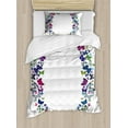 thumbnail image 1 of Letter Q Twin Size Duvet Cover Set, Spring Nature Inspired Font Design Girls Kids Name Initials Playful Bugs Wings, Decorative 2 Piece Bedding Set with 1 Pillow Sham, Multicolor, by Ambesonne, 1 of 3